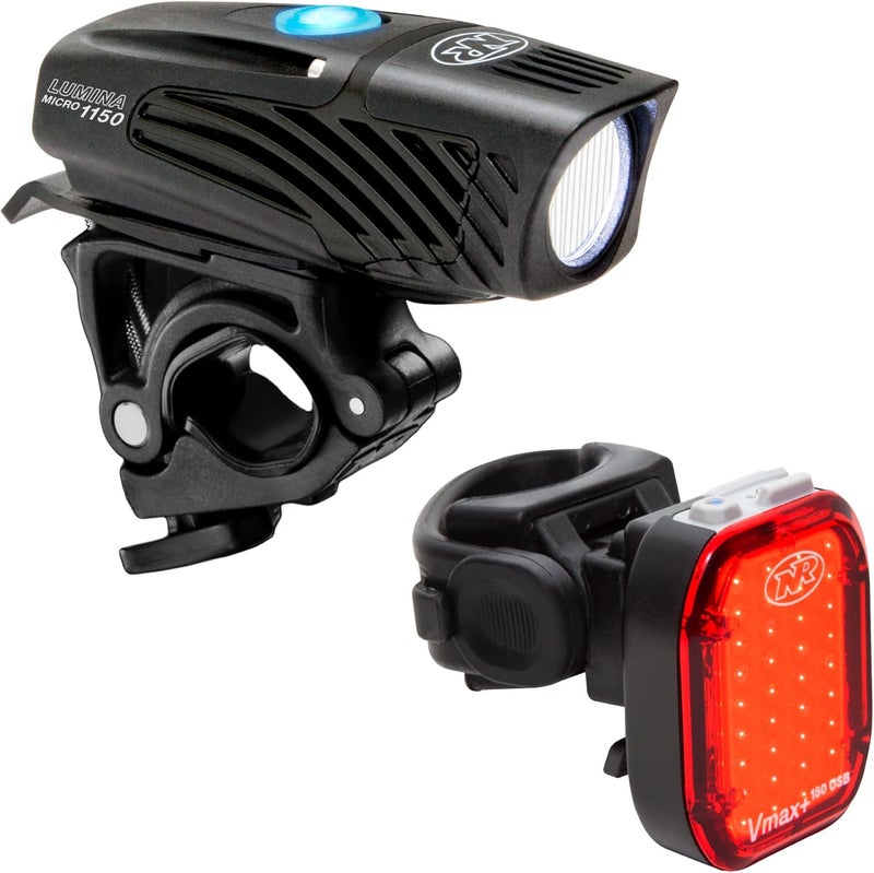 NiteRider Lumina Micro 1150 + Vmax+ 180 Bike Light Combo 1150 Front & 180 Rear Lumen USB-C Rechargeable Headlight Taillight Set Compact Lightweight IP64 12 Modes Bicycle Safety Commuting Night Riding - Image 1